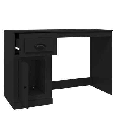 vidaXL Skrivebord med skuff svart 115x50x75 cm konstruert tre