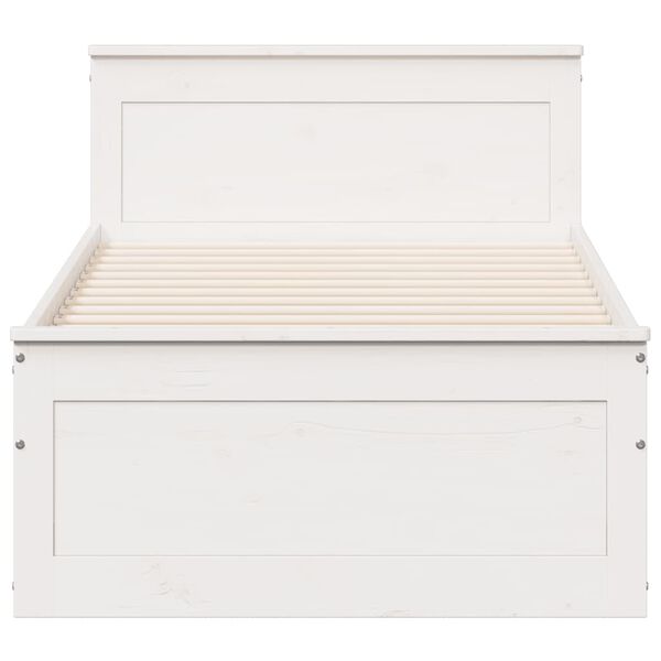 vidaXL Sengeramme uten madrass med hodegavl hvit 90x200 cm heltre furu