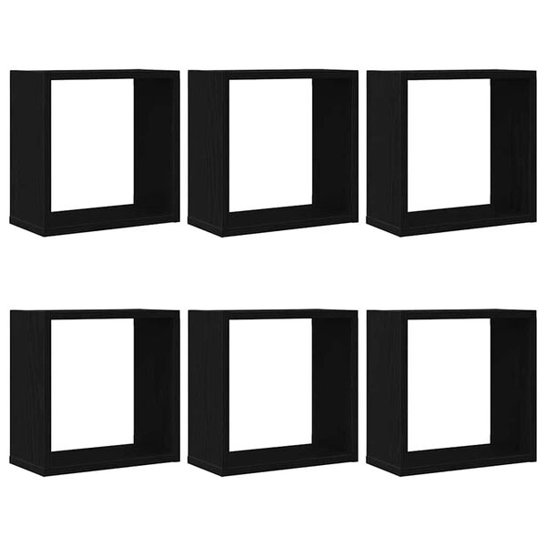 vidaXL Vegghyller kube 6 stk svart eik 30x15x30 cm konstruert tre