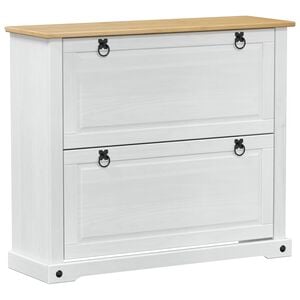 vidaXL Sko Skap med hylle Corona Hvit 99 x 32 x 85 cm Massiv furu