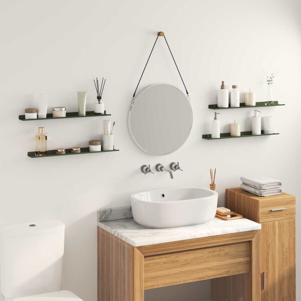 vidaXL Flytende hylle 4 pcs Olivengr&oslash;nn 60 x 8,5 x 2,5 cm St&aring;l