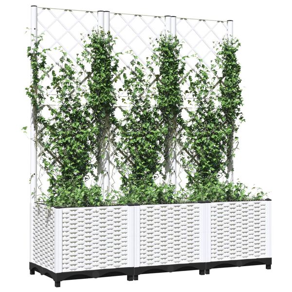 vidaXL Plantekasse med espalier hvit 120x40x136 cm PP