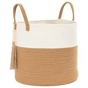 vidaXL Oppbevaringskurv brun og hvit &Oslash;40x35 cm bomull