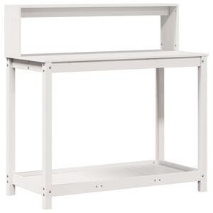 vidaXL Pottebord med hyller hvit 108x50x109,5 cm heltre furu