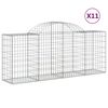 vidaXL Gabionkurver buede 11 stk 200x50x80/100 cm galvanisert jern