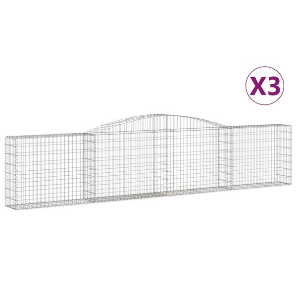 vidaXL Gabionkurver buede 3 stk 400x30x80/100 cm galvanisert jern