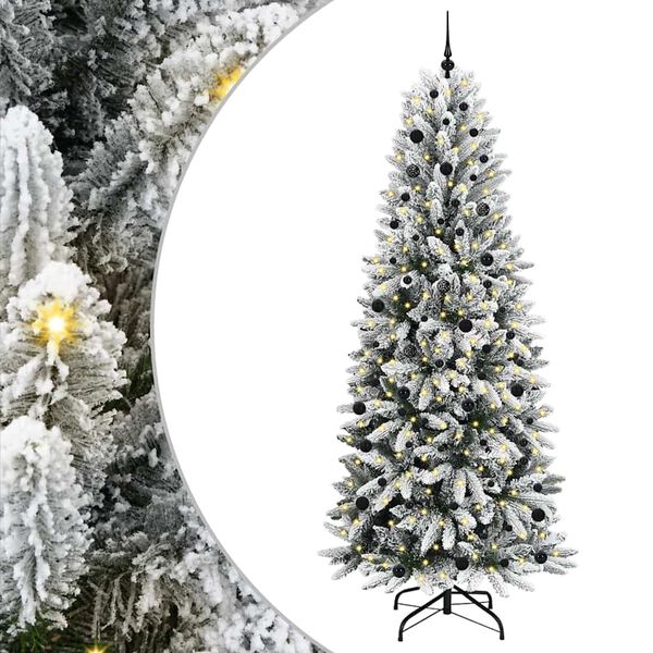 vidaXL Kunstig juletre med 300 LED Hvit 240 cm PVC, plast, st&aring;l og PE