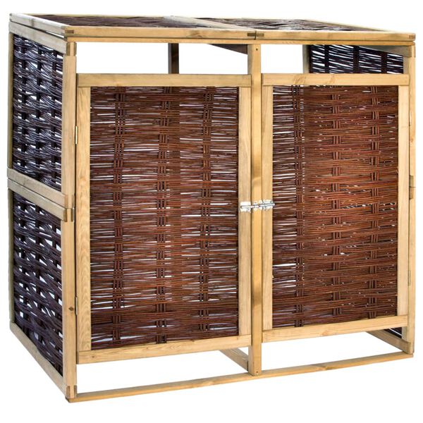 vidaXL Dobbelt s&oslash;ppeldunkskur furu og kurvstr&aring;