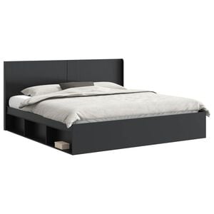 vidaXL Sengramme med oppbevaring og hodegavl Svart 200 x 200 cm