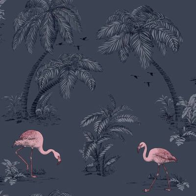 DUTCH WALLCOVERINGS Veggpanel flamingo petrolblå