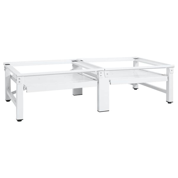 vidaXL Stativ til vaskemaskin/t&oslash;rketrommel med uttrekkbare hyller hvit