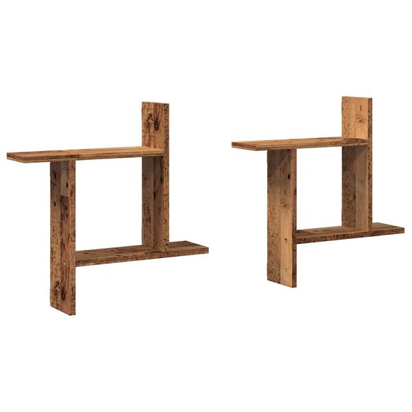 vidaXL Vegghyller 2 stk gammelt tre 50x12x50 cm konstruert tre