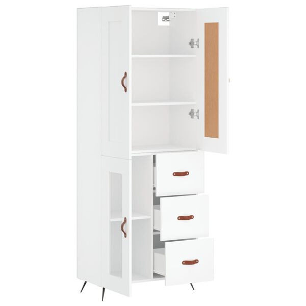 vidaXL Highboard hvit 69,5x34x180 cm konstruert tre