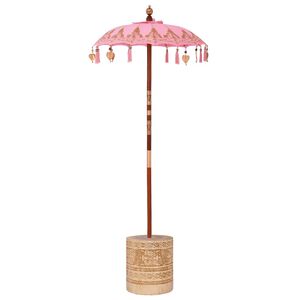 vidaXL Balinesisk parasoll med base Rosa 95 x 95 x 260 cm