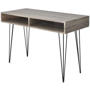 vidaXL Skrivebord med 2 hyller gr&aring;tt