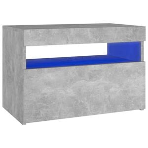 vidaXL Nattbord & LED-lys betonggr&aring; 60x35x40 cm