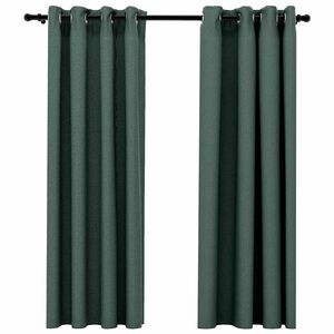 vidaXL Lystette gardiner maljer og lin-design 2 stk gr&oslash;nn 140x175 cm