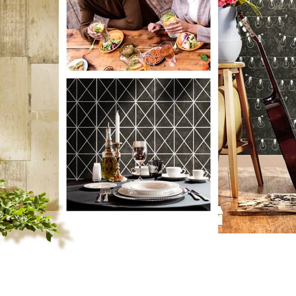 Urban Friends & Coffee Veggtapet krysstriper svart og hvit