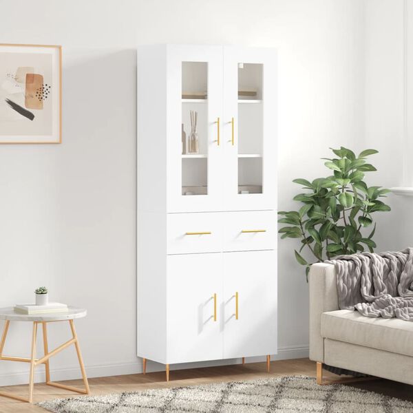 vidaXL Highboard hvit 69,5x34x180 cm konstruert tre