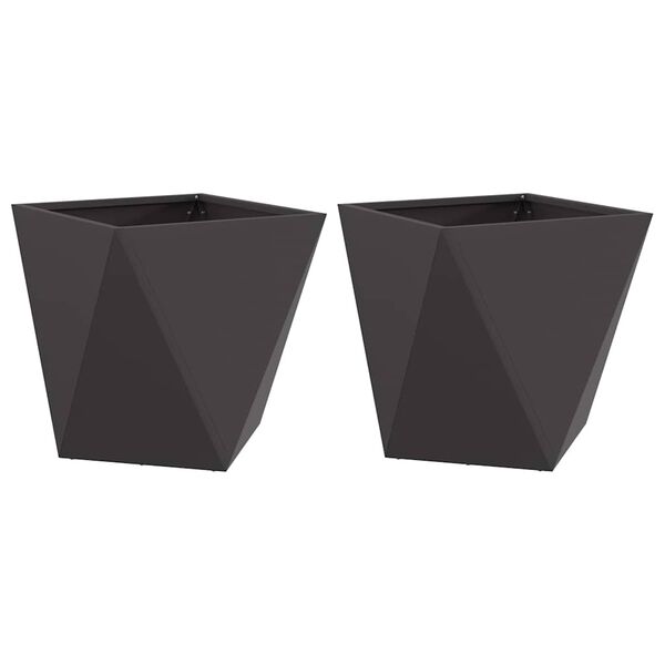 vidaXL Plantekassed 2 pcs Svart 50 x 50 x 50 cm St&aring;l