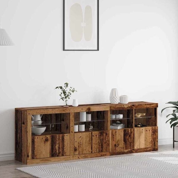 vidaXL LED sideboard Gammelt tre 202 x 37 x 67 cm Konstruert tre