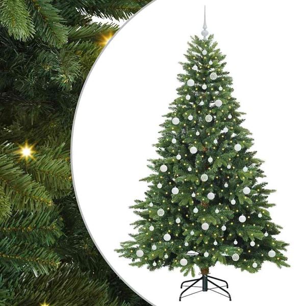 vidaXL Kunstig juletre med 300 LED med stativ gr&oslash;nn 210 cm PE og PVC