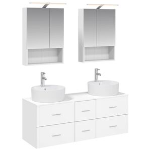 vidaXL Baderomsinnredningssett 5 pcs Hvit Konstruert tre og glass