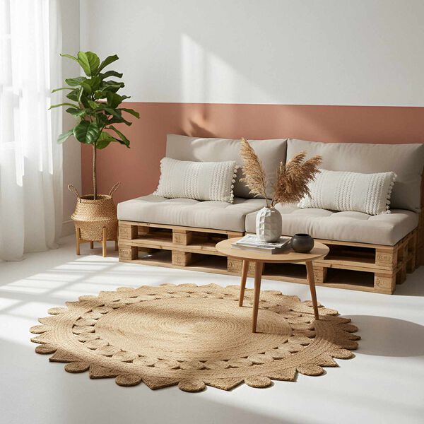 vidaXL Teppe Brun &Oslash; 240 cm Jute