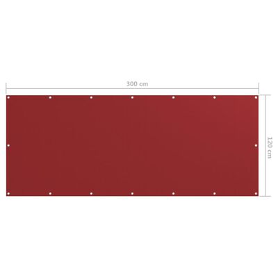 vidaXL Balkongskjerm rød 120x300 cm oxfordstoff