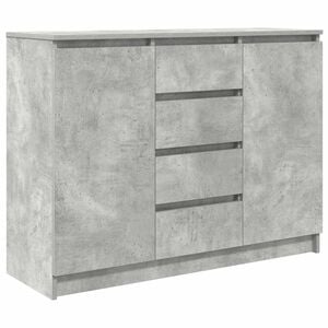 vidaXL Skjenk med skuffer betonggr&aring; 100,5x35x76 cm konstruert tre