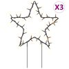vidaXL Julelysdekorasjon med pigger 3 stjerner 50 LED 29 cm