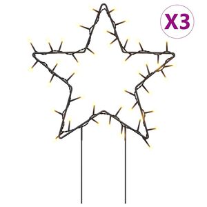 vidaXL Julelysdekorasjon med pigger 3 stjerner 50 LED 29 cm
