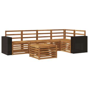 vidaXL Seksjonssofa Sett 6 pcs Naturlig Solid akasietre