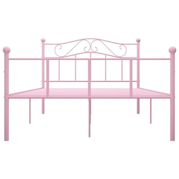 vidaXL Sengeramme rosa metall 120x200 cm