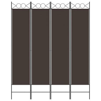 vidaXL Romdeler med 4 paneler brun 160x200 cm stoff