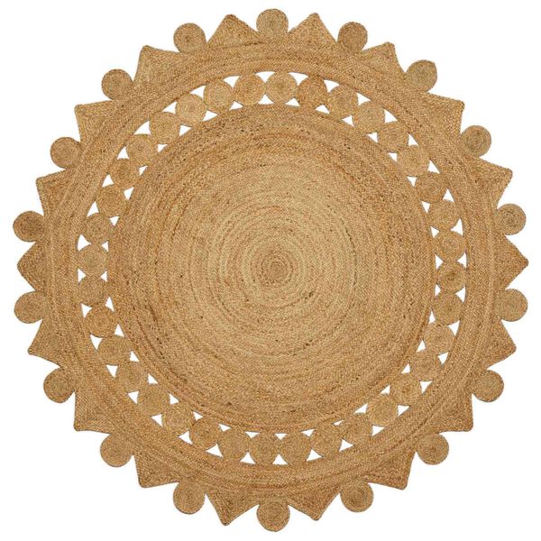 vidaXL Teppe Brun Ø 180 cm Jute