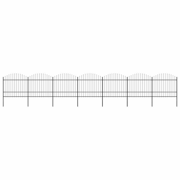 vidaXL Hagegjerde med spydtopp st&aring;l 1248x175 cm svart