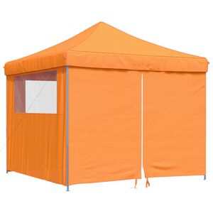 vidaXL Sammenleggbart partytelt pop-up med 4 sidevegger oransje