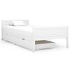 vidaXL Sengeramme med 2 skuffer hvit heltre furu 90x200 cm