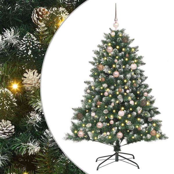 vidaXL Kunstig juletre med 150 LED gr&oslash;nn 150 cm PVC og plast og st&aring;l