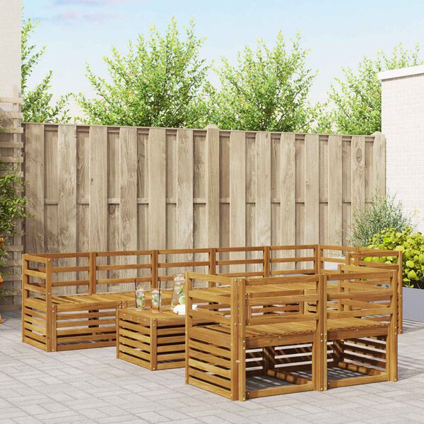 vidaXL Sofasett 9 pcs Naturlig Solid akasietre