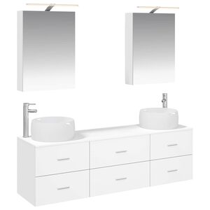 vidaXL Baderomsinnredningssett 5 pcs Hvit Konstruert tre og glass