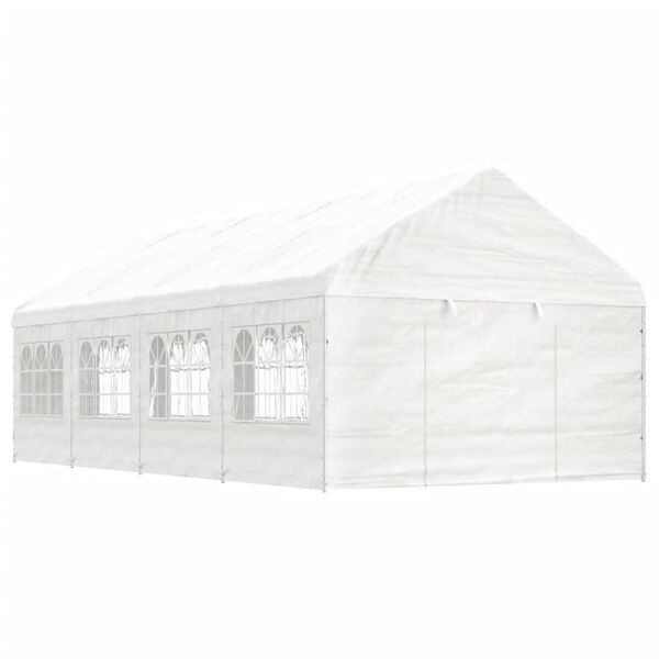 vidaXL Paviljong med tak hvit 8,92x4,08x3,22 m polyetylen
