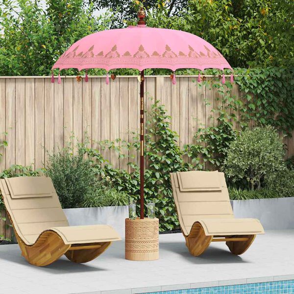 vidaXL Balinesisk Parasol Rosa 185 x 185 x 260 cm