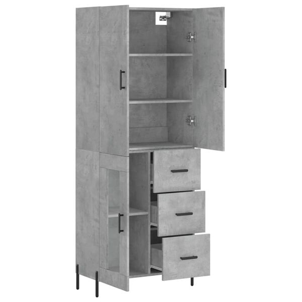vidaXL Highboard betonggr&aring; 69,5x34x180 cm konstruert tre