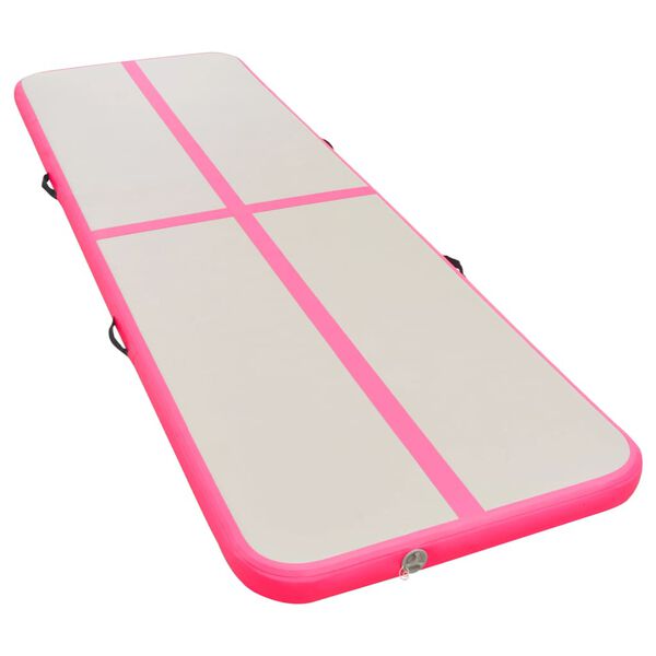 vidaXL Oppblåsbar gymnastikkmatte med pumpe 500x100x10 cm PVC rosa