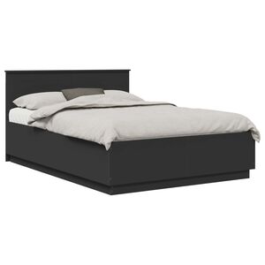 vidaXL Sengestamme med hodegjerde Svart 150 x 200 cm Konstruert tre