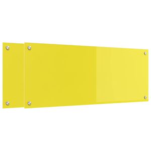 vidaXL Kjøkkenbakplate 2 pcs Gul 100 x 40 cm herdet glass
