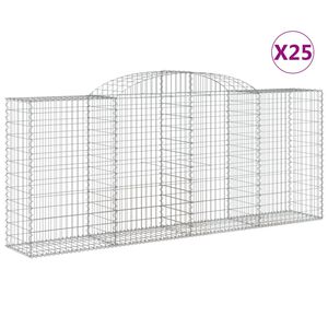 vidaXL Gabionkurver buede 25 stk 300x50x120/140 cm galvanisert jern