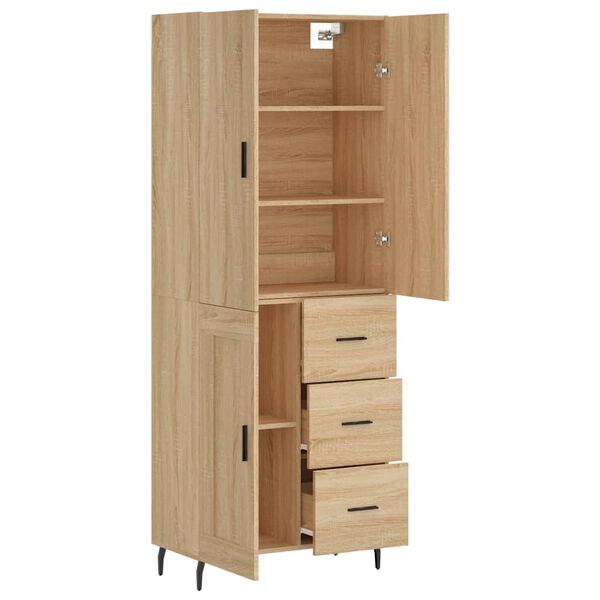 vidaXL Highboard sonoma eik 69,5x34x180 cm konstruert tre